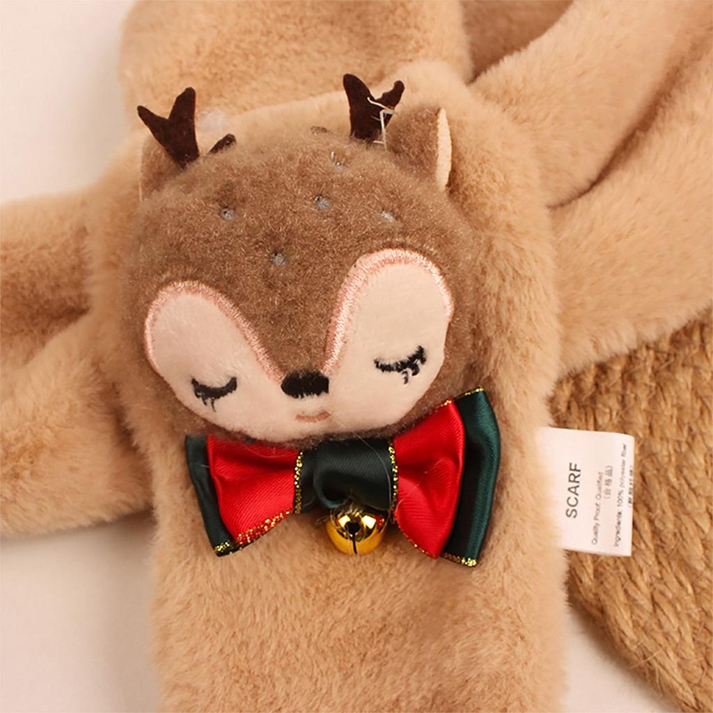 Eșarfă de catifea pentru copii cu desene animate drăguță eșarfă de căprioară în stil de Crăciun