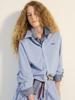 [mardimercredi] Cotton Shirt Check Logo Blue