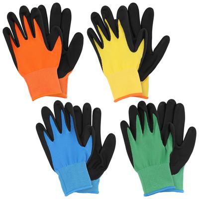 Foresia Nitrile Rubber Backless Size Farm Gardening Gloves, 4-Color Set, L, Gardening, Work, Non-Slip,