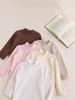 Children's Double-Sided Brushed Cotton Pullover: Semi-High Neck, Long Sleeve, Versatile Plain Color Perfect for Spring and Autumn.