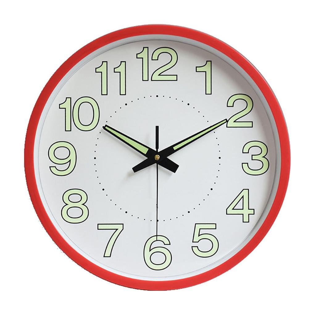 12 Inch Luminous Wall Clock Minimalist Round Quartz Clock for Bedroom Living Room Decoration Silver