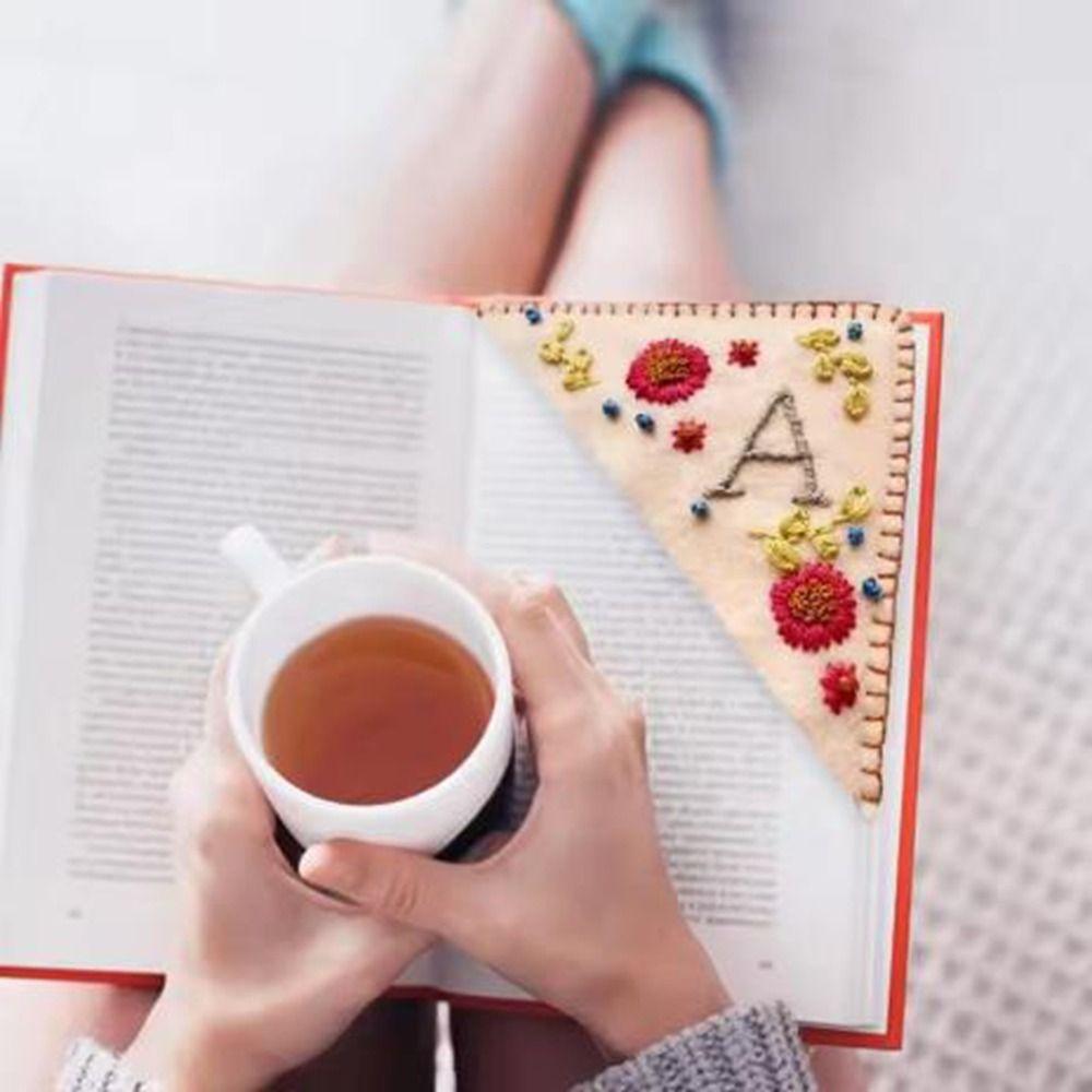 4Pcs Four Seasons Hand Stitched Corner Bookmark Handmade Flower Letter Bookmarks  Reading Lovers