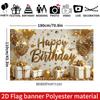 2D Shiny Gold Themed Birthday Photo Booth Background Cloth