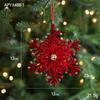 Red Flocking Christmas Bow Wreath Bell Christmas Tree Snowfall Elk Pendant Hanging Ornament Navidad  Noel Home Party Decor