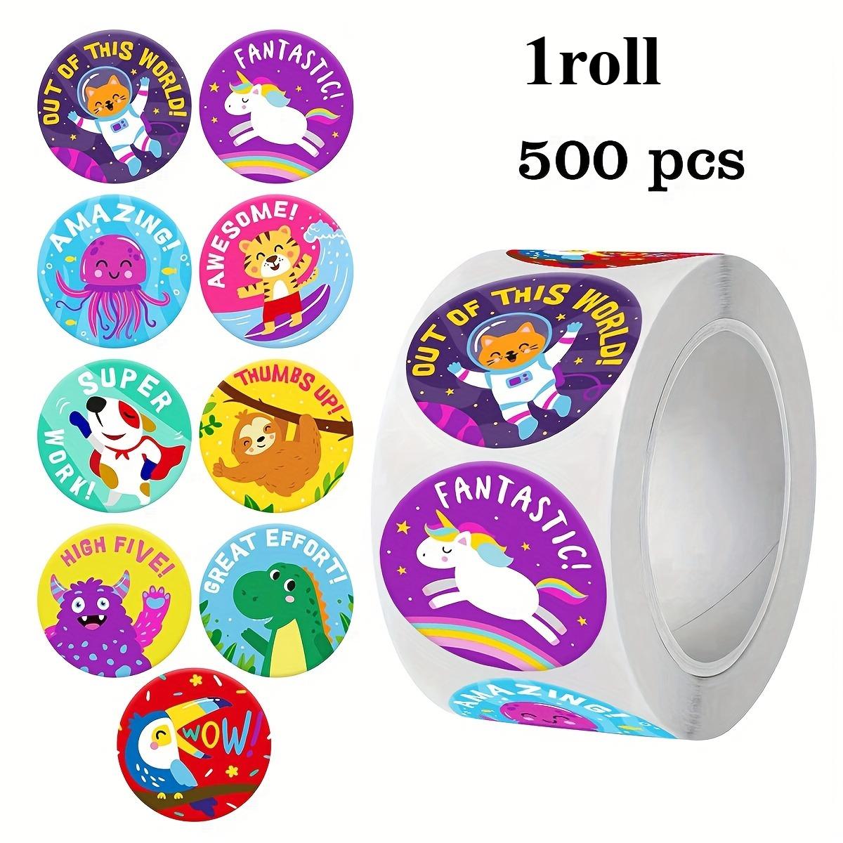 

500 Stickers/1Roll Cartoon Animal Reward Stickers Suitable for Stationery, Teacher Encouragement Gifts, Cards, PVC Non-Dry