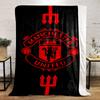 Manchester United Logo Warm Blanket, Black and Red. Flannel Blanket for Bedroom, Living Room, Sofa, and Nap.