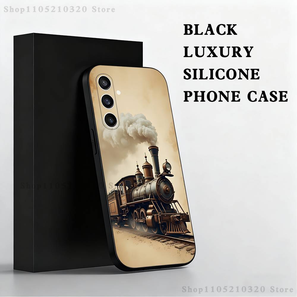 

Классический паровоз Железная дорога Чехол для телефона Для Samsung S25,S24,S21,S22,S23,S30,Ultra,S20,Plus,Fe,Lite,Note,10 Черный Мягкий чехол SamsungA30S
