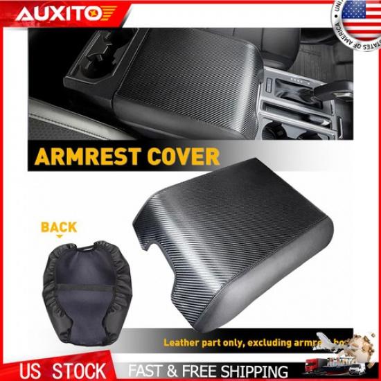 Fit 15-20 Ford F150 Synthetic Leather Cover Center Console Armrest CarbonFiber B