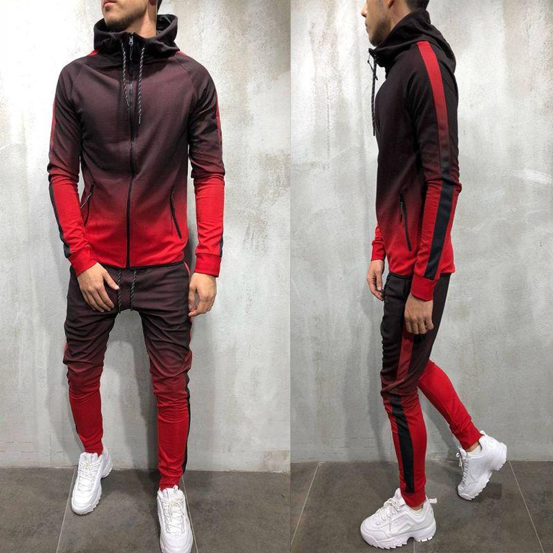 Premium Mens 2pc Tracksuit Set Hoodie And Joggers With Slim Fit And Zip Pockets
