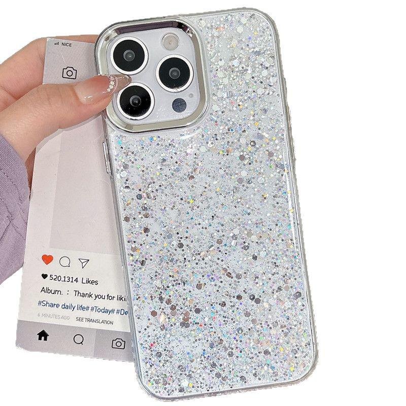 Glitter Epoxy Phone Case for iPhone 16 Pro Max and Apple 16e - Transparent Fit for Models 15, 14/13, 12