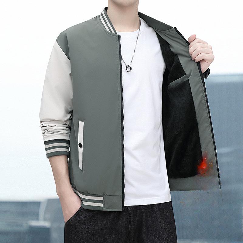 

Куртка Куртка мужская осенне-зимняя бейсбольная куртка с воротником-стойкой Свободный повседневный топ Молодежная бархатная теплая бейсбольная майка 5XL