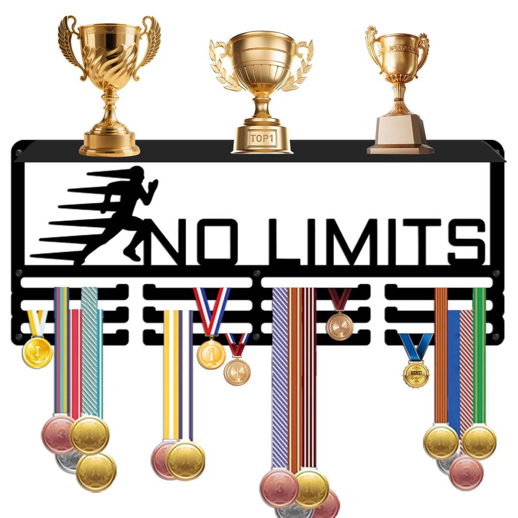 Wall Mounted Display Rack with Hooks for Hanging Awards and Decor