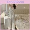 French Style Womens Sleepwear Set With Ice Silk Fabric Breathable Lounge For Home Use