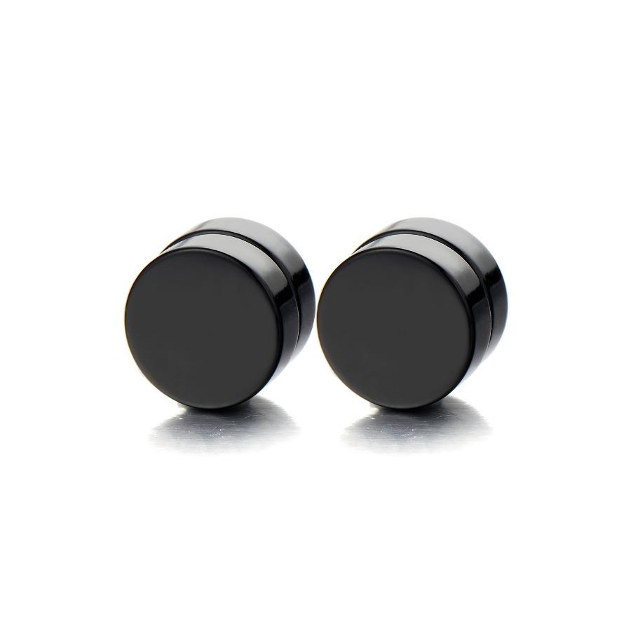 2 Pairs Punk Hip-Hop Stainless Steel Black Ear Clips Set, Fashionable Style, Suitable for Both Men And Women, Suitable for All Seasons