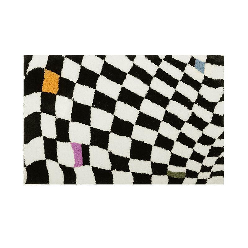 Checkered Doormat Anti Skid Black White Grid Cute Door Mat for Bathrooms Kitchens Living Rooms