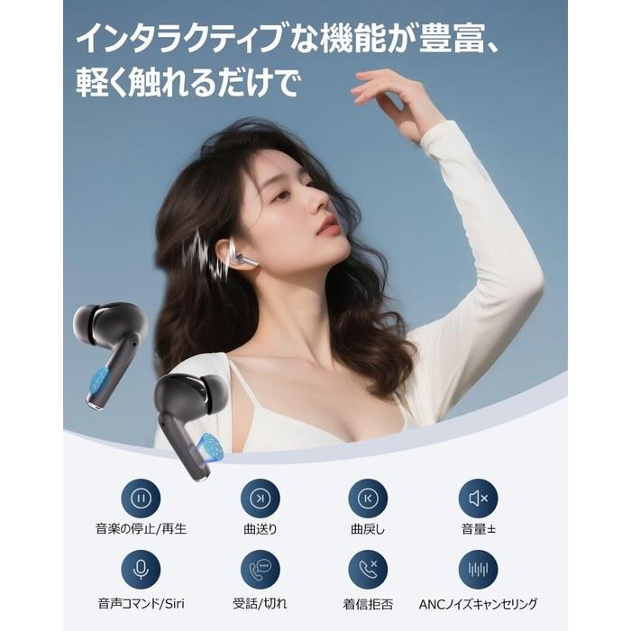 [2026] Wireless Earbuds Bluetooth 6.0 ANC Noise Cancelling, Hi-Fi Sound, IPX4 Waterproof, with Mic, Black