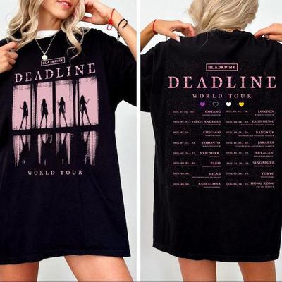 Blackpink World Tour 2 Sided Shirt Born Pink Kpop Merch Tee Concert Fan Outfit Unisex T-Shirt