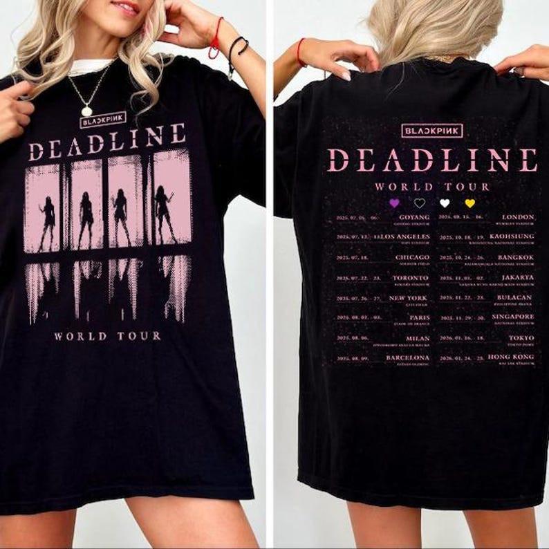 Blackpink World Tour 2 Sided Shirt Born Pink Kpop Merch Tee Concert Fan Outfit Unisex T-Shirt XL