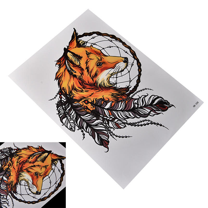 Waterproof Fox Dreamcatcher Temporary Tattoo Large Arm Body Art Tattoos Sticker,