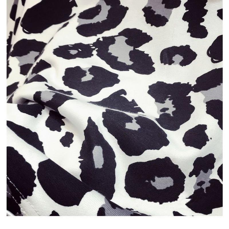 Damen Langarm Sweatshirt mit Leopardenmuster Frühling und Herbst Lockeres und Dünnes Oberteil mit Kordelzug in der Taille