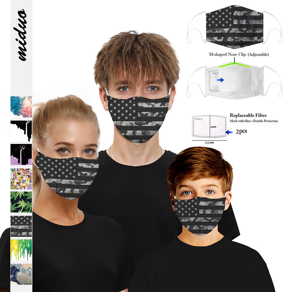 Dust Mask Adjustable Printed Mask with 5-layer Filtration Breathable Face Cover