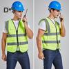 Kamizelka robocza męska damska odblaskowa kamizelka dekolt w serek bez rękawów zamek błyskawiczny plisa oddychająca nocna kamizelka bezpieczeństwa