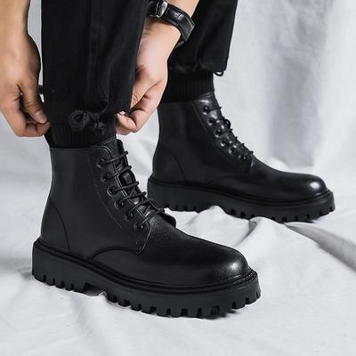 Buty męskie typu Martin, brytyjskie buty za kostkę, miękka skóra, nowe skórzane buty do połowy łydki, czarne buty robocze Chelsea, krótkie buty