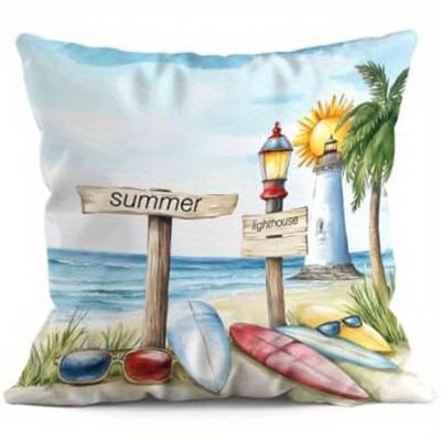 Home Decor Summer Beach Scenes Decorative Pillow Covers Pattern Cushion Cover Suitable For Sofa Bedroom Car Pillow Cover