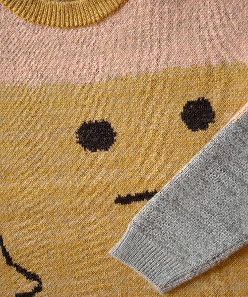 GROUNDWORK Square Man Knit Sweater / Pink Olive Mix