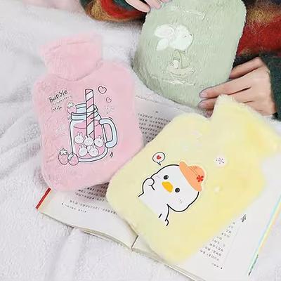 Cartoon Hot Water Bag with Cloth Cover Kawaii Plush Warm Bag Plush Hot Water Bottle Portable Hand Warmer Home School Supplies