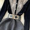 Jednofarebné elegantné šaty Dámske Zimné Patchwork Čipkované Párty Midi Šaty Dámske Ležérne Francúzsky štýl Sladké Kawaii Kórejské šaty Ženy 2024