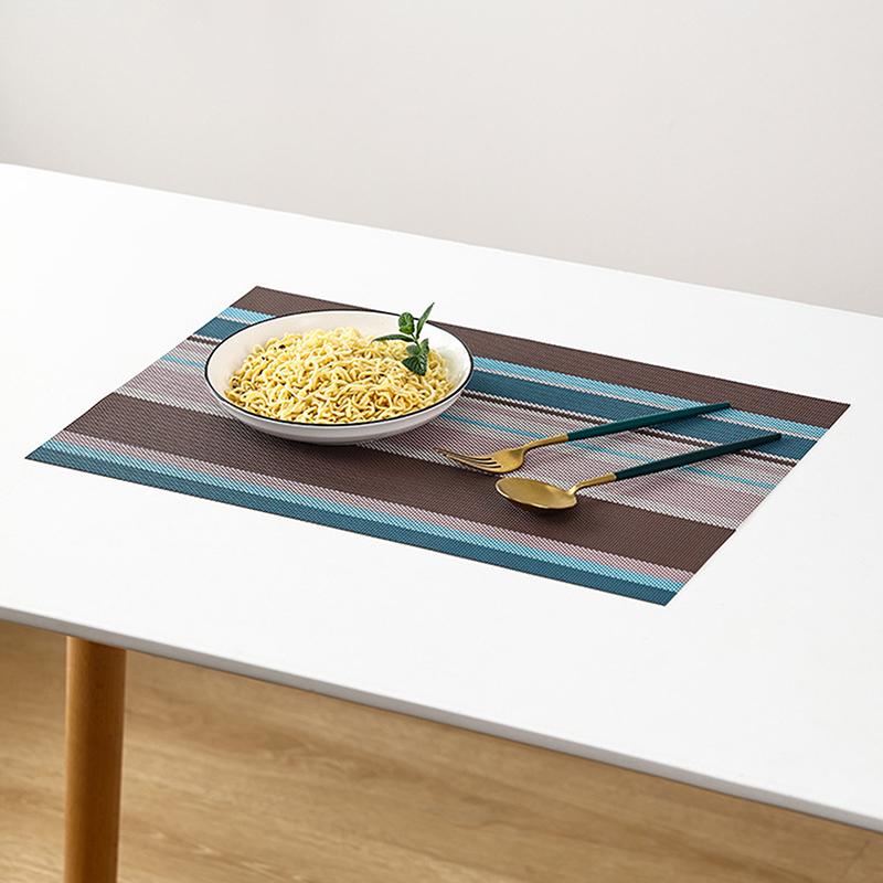 

45x30см ПВХ Підставка під тарілку Смугаста Нековзна Водонепроникна Настільна скатертина Кухня Обідній стіл Дискові підставки Підставки під чашки Домашній декор синій