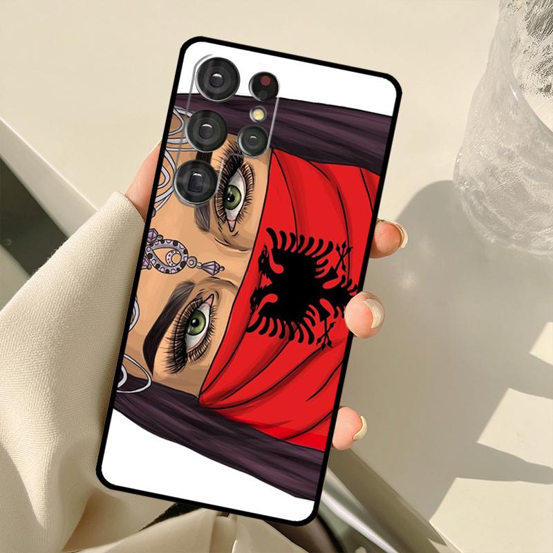 Albanian Flag Eagle For Samsung Galaxy S21 S22 Ultra Note 20 S8 S9 S10 Plus Note 10 Plus S20 FE Phone Cover
