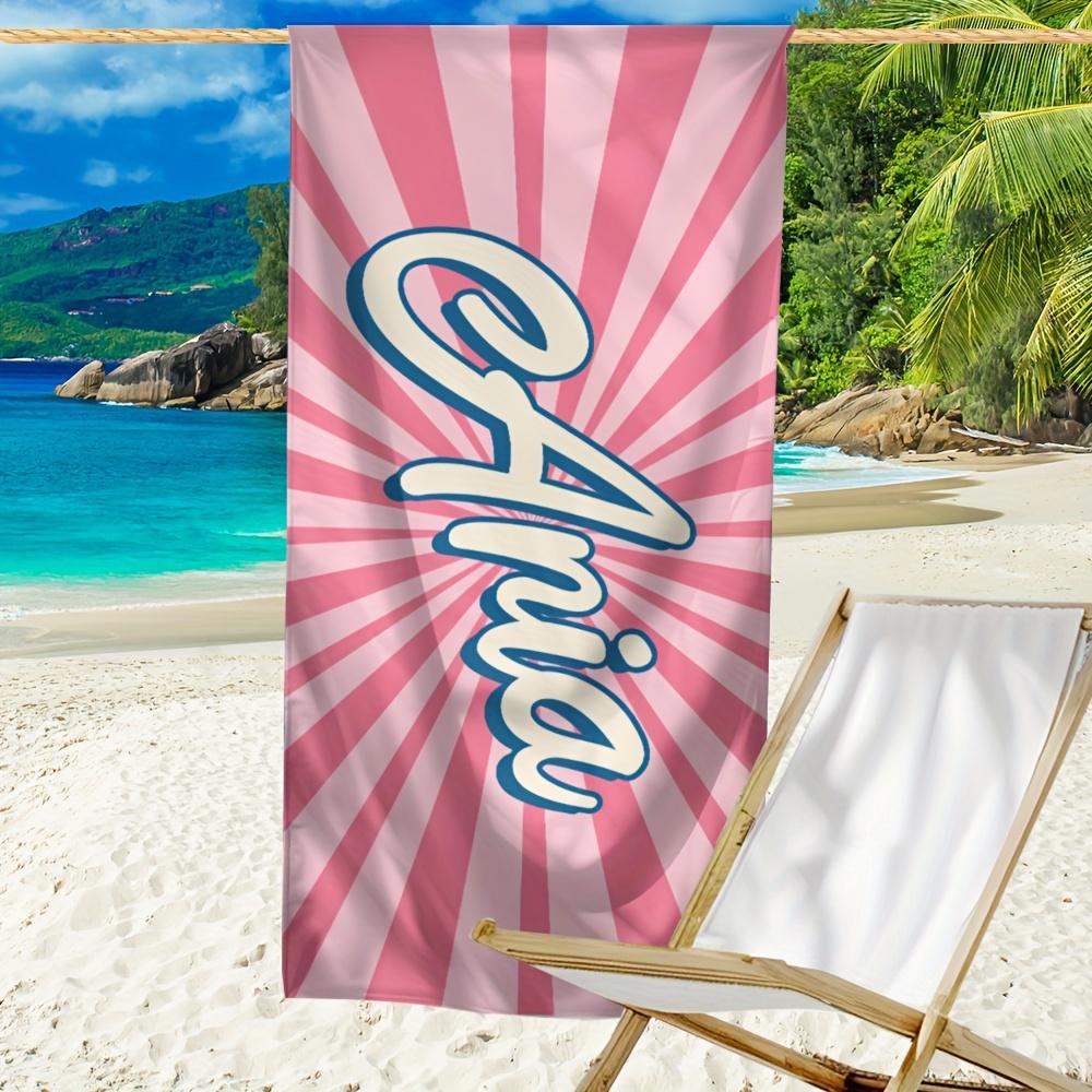 Personalized Striped Beach Towel Custom Name/Logo Microfiber Towel Thin Quick Dry Absorbent for Beach Swimming Yoga Bath Sports