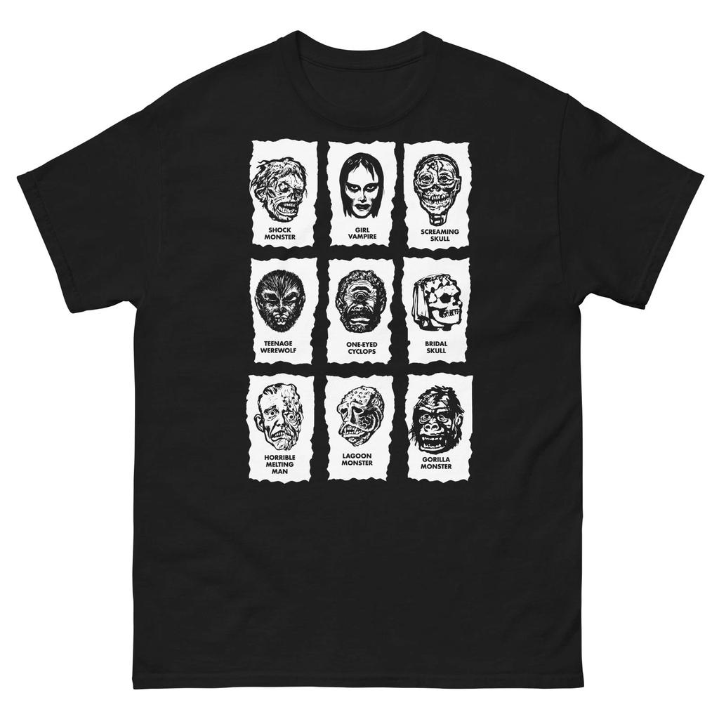 Vintage Horror Masken Werbekunst T-Shirt