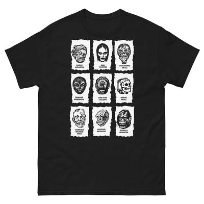 Vintage Horror Masken Werbekunst T-Shirt