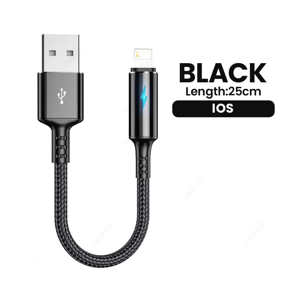1PCS Micro USB Cable 3A 25cm Short USB Type C Cable Data for iPhone 14 Huawei Xiaomi Samsung S25 S24 Fast Charging Data Cable