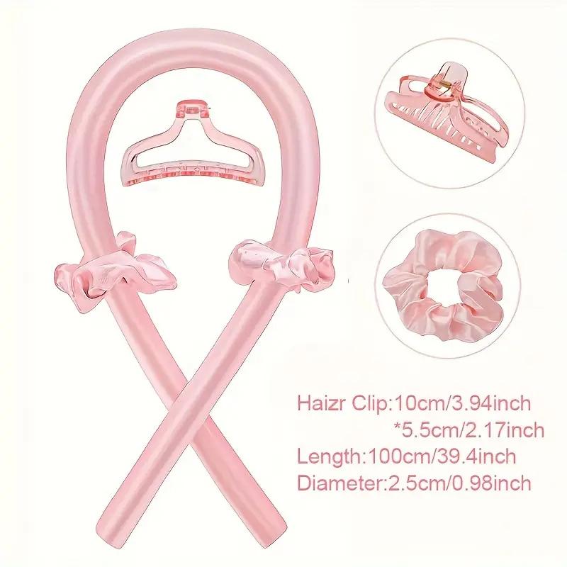 Sleep foam sponge curler big wave hair ring suit heatless curling stick suit hairpin 4pcs pink curling styling suit
