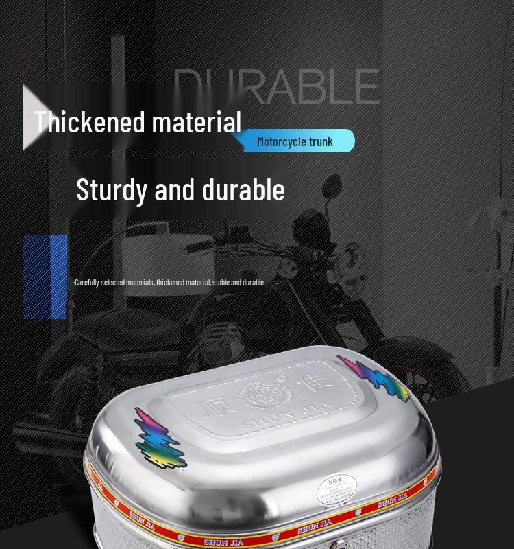 Premium Stainless Steel Motorcycle Tail Box with Thickened Screw Fixing