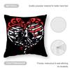 Cool Skull Heart Print Cushion Cover Anti-dustmite Pillowcase Invisible Zipper Silky Short Plush Sofa Cushion Cover