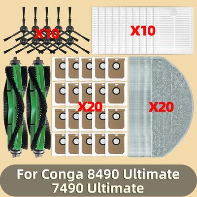 Fit For Conga 8490 Ultimate / 7490 Ultimate Vacuum Parts MainRoller Side Brush Dust Bag Mop Cloth Pads Filter Hepa Accessories