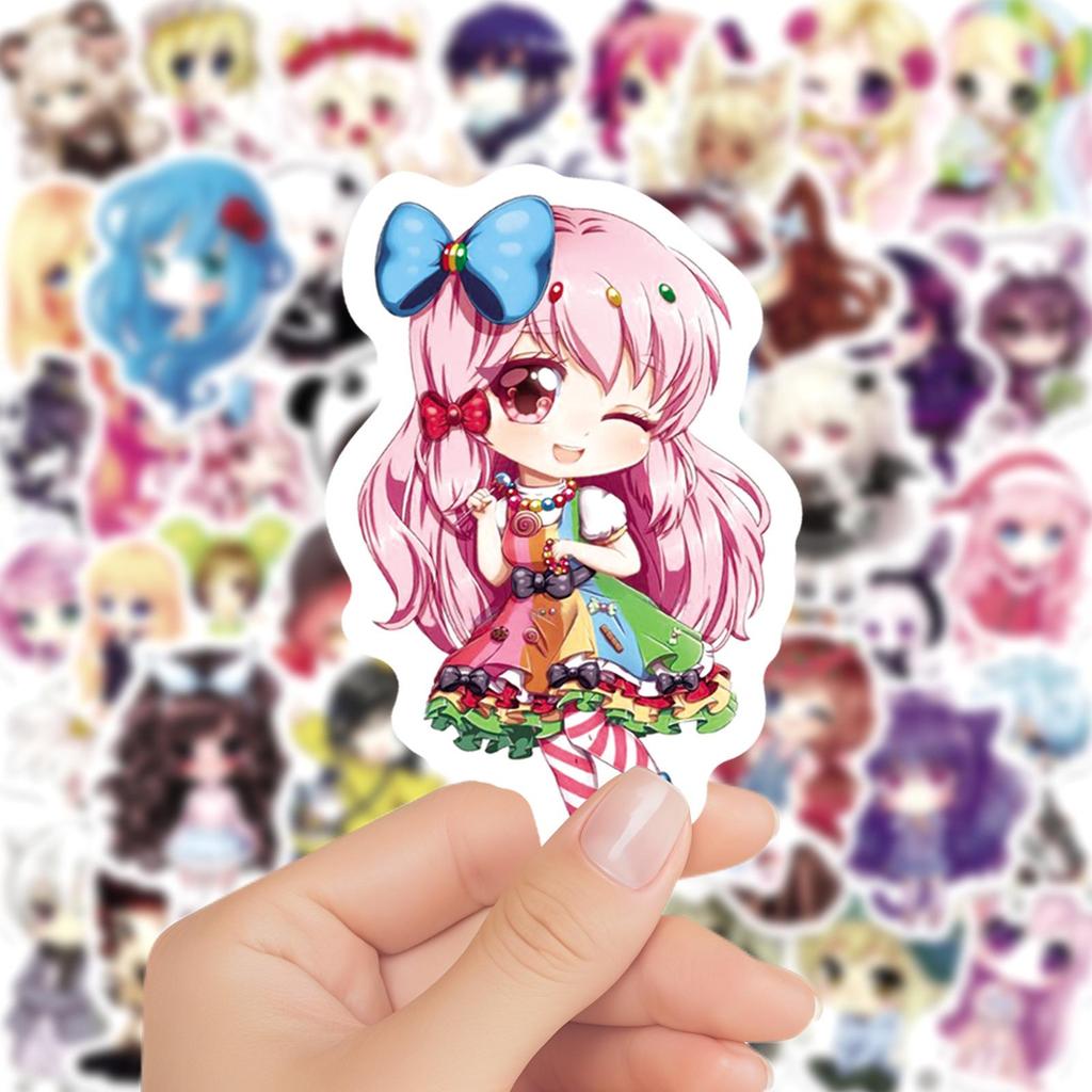 50 Cute Anime Girl Stickers – Waterproof for Journals, Luggage, and Bottles