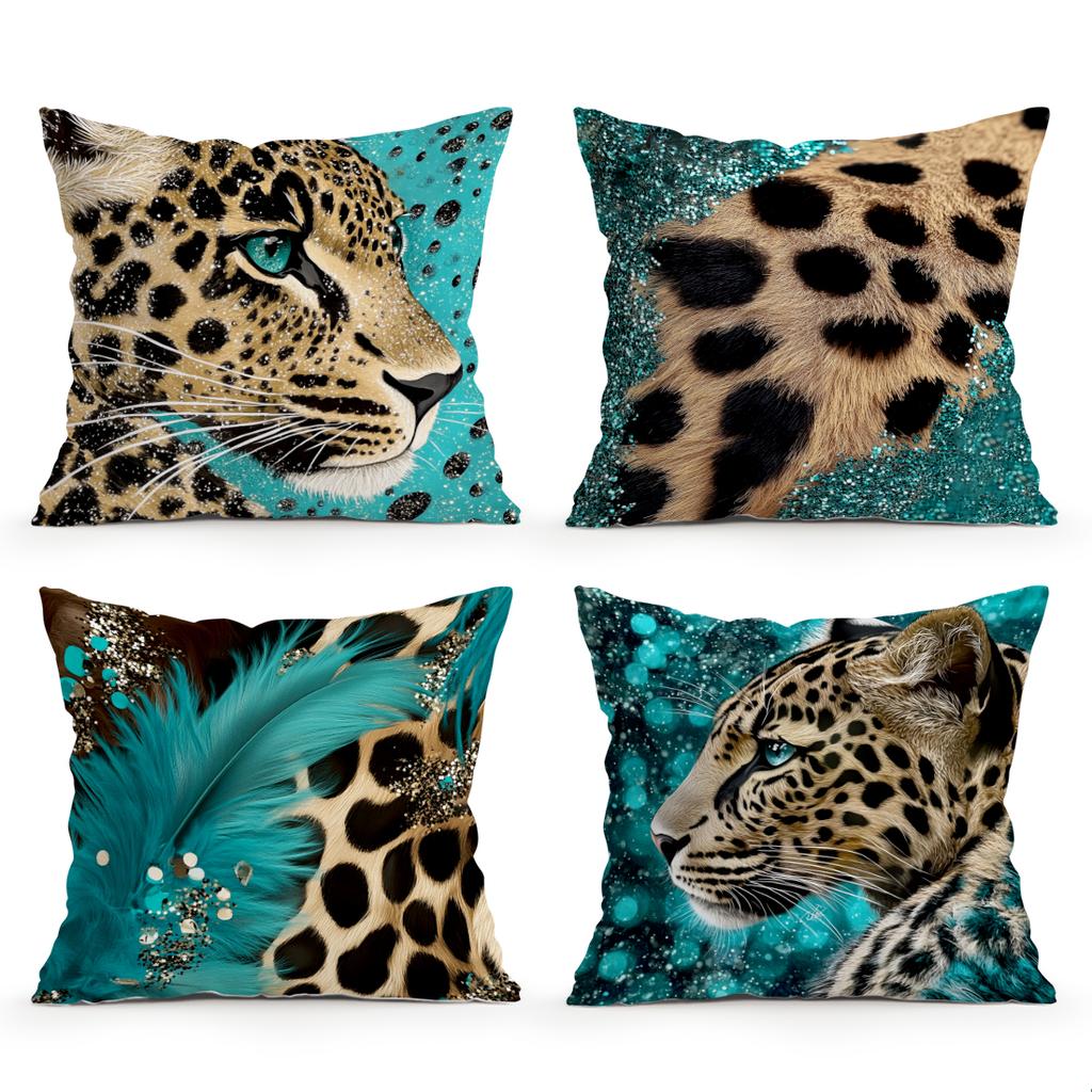 Bohemian Leopard Cushion Pillowcase Printed Polyester 45x45cm Throw Pillowcover Decorative Sofa Cushion Pillowslip Home Decor