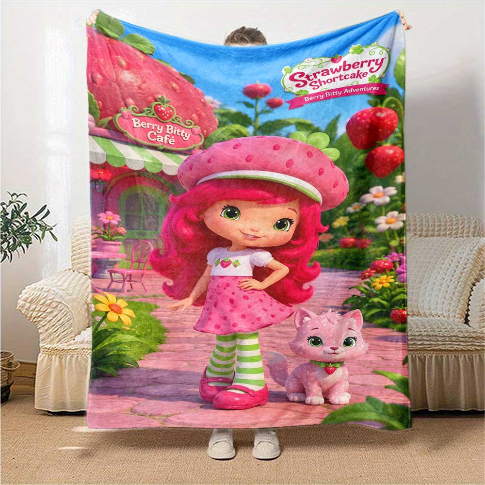 Strawberry Shortcake'S Cute Moment Blanket Soft Warm Cozy Throw Blanket for Office Chair Sofa Couch Office Bed Picnics Warmthful Decor Gifts Y2