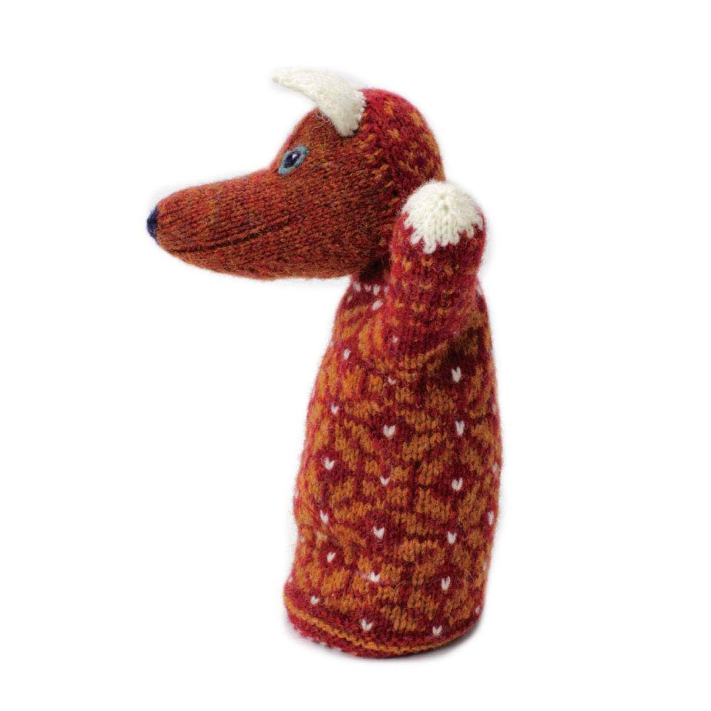 White-eared fox puppet knitting kit / Traditional Estonian knitted doll from "Anu & Anu's Animal Knits"