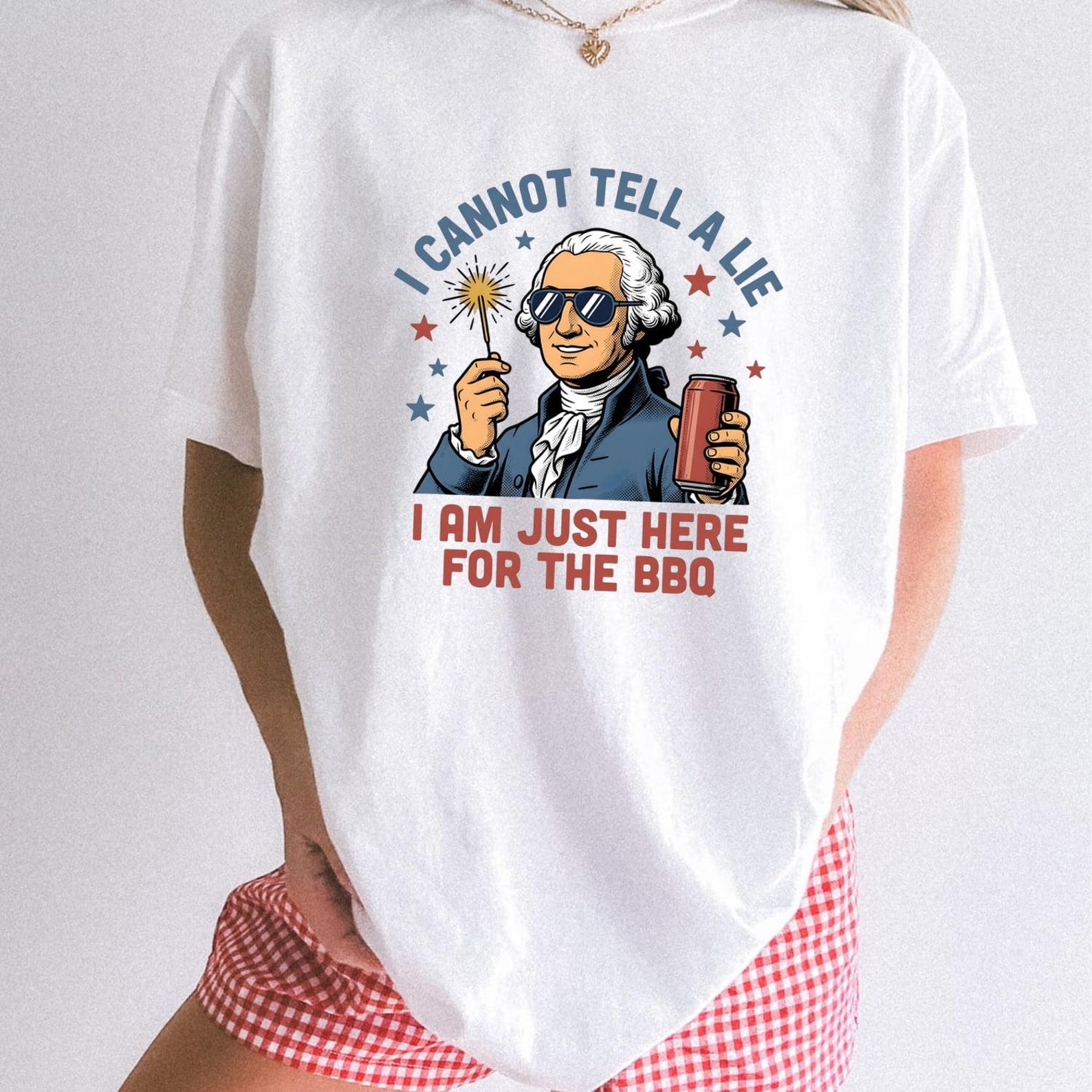 Founding Father Graphic T-Shirt, Funny Comfort Colors 1717 George Washington Tee, Ironic Sarcastic BBQ Top L