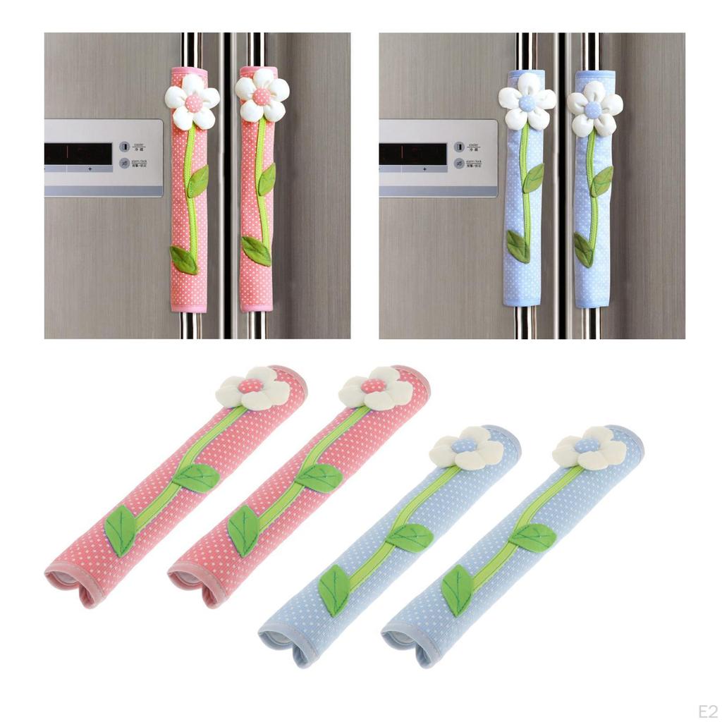 2 / Set Floral Cotton Fabrics Kitchen Appliance Refrigerator Non- Sleeves