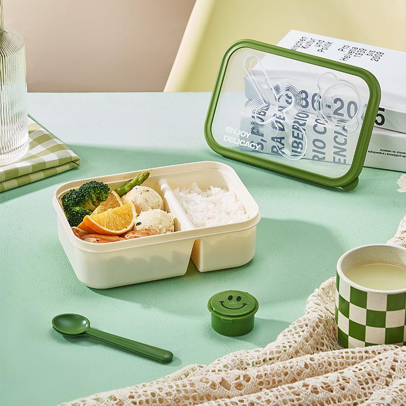 Microwaveable Bento Lunch Box with Utensils & Dressing Container