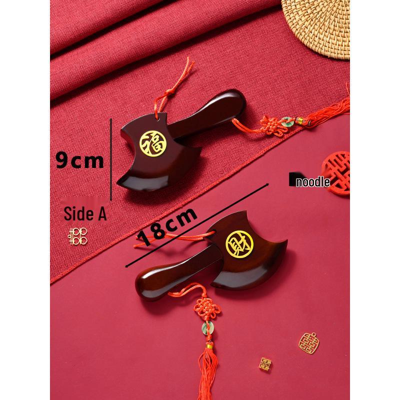 Peach Wood Deep Red Axe Pendant: Wedding Blessing for New Home & Bed-Pressing Ceremony