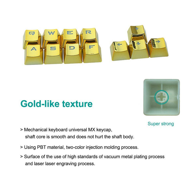 Clearance Sale 12 Keys Electroplated Backlight Keycap PBT Backlit Translucent Metallic Mechanical Keycaps for Cherry MX Keyboard